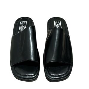 Remy Black Leather Slide Platform Sandals Size 40